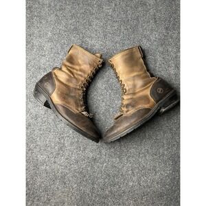 Mens Leather Work Boots‎ Double H Brown Lace Up Heavy Duty, Size US 11